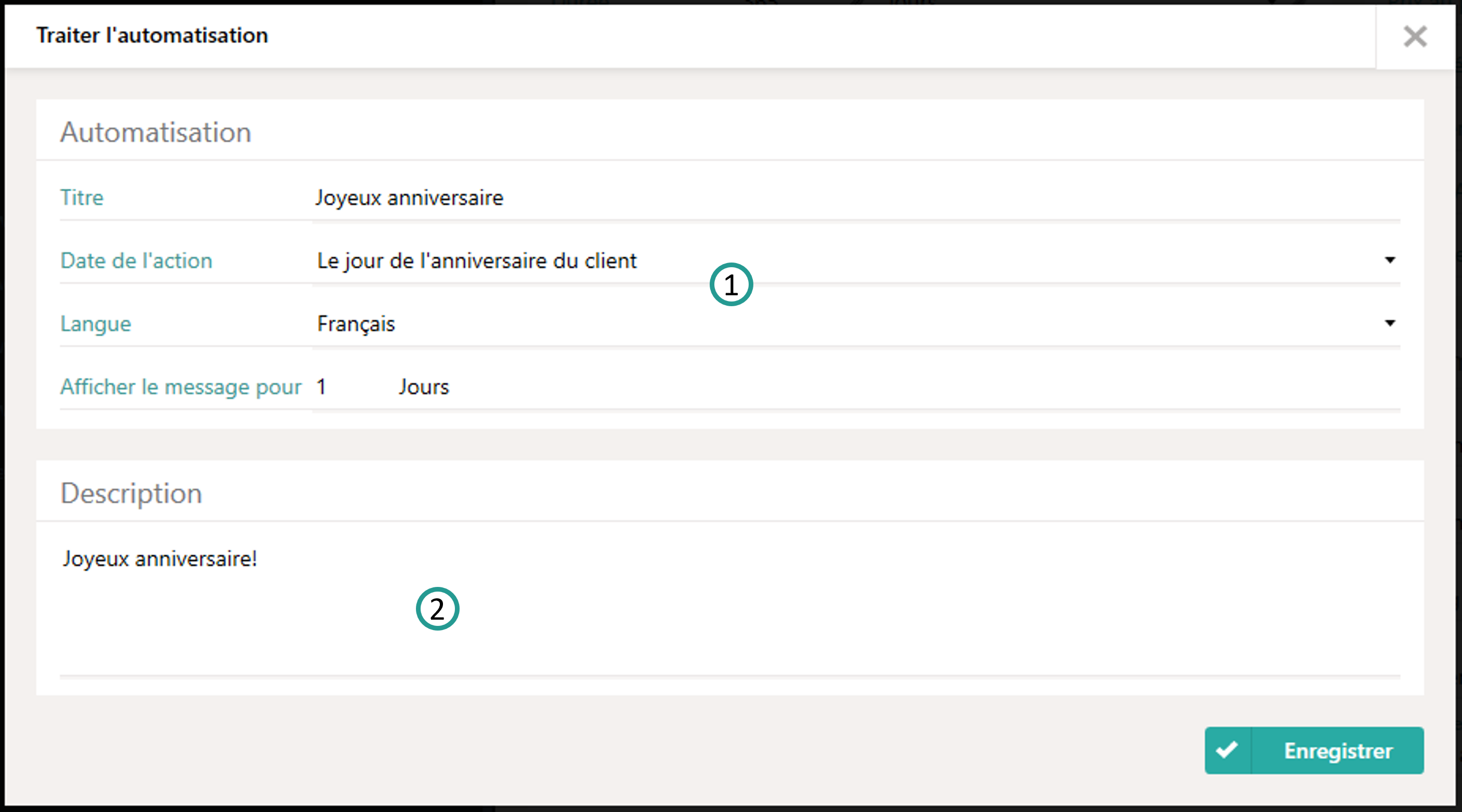 D&eacute;finir un message