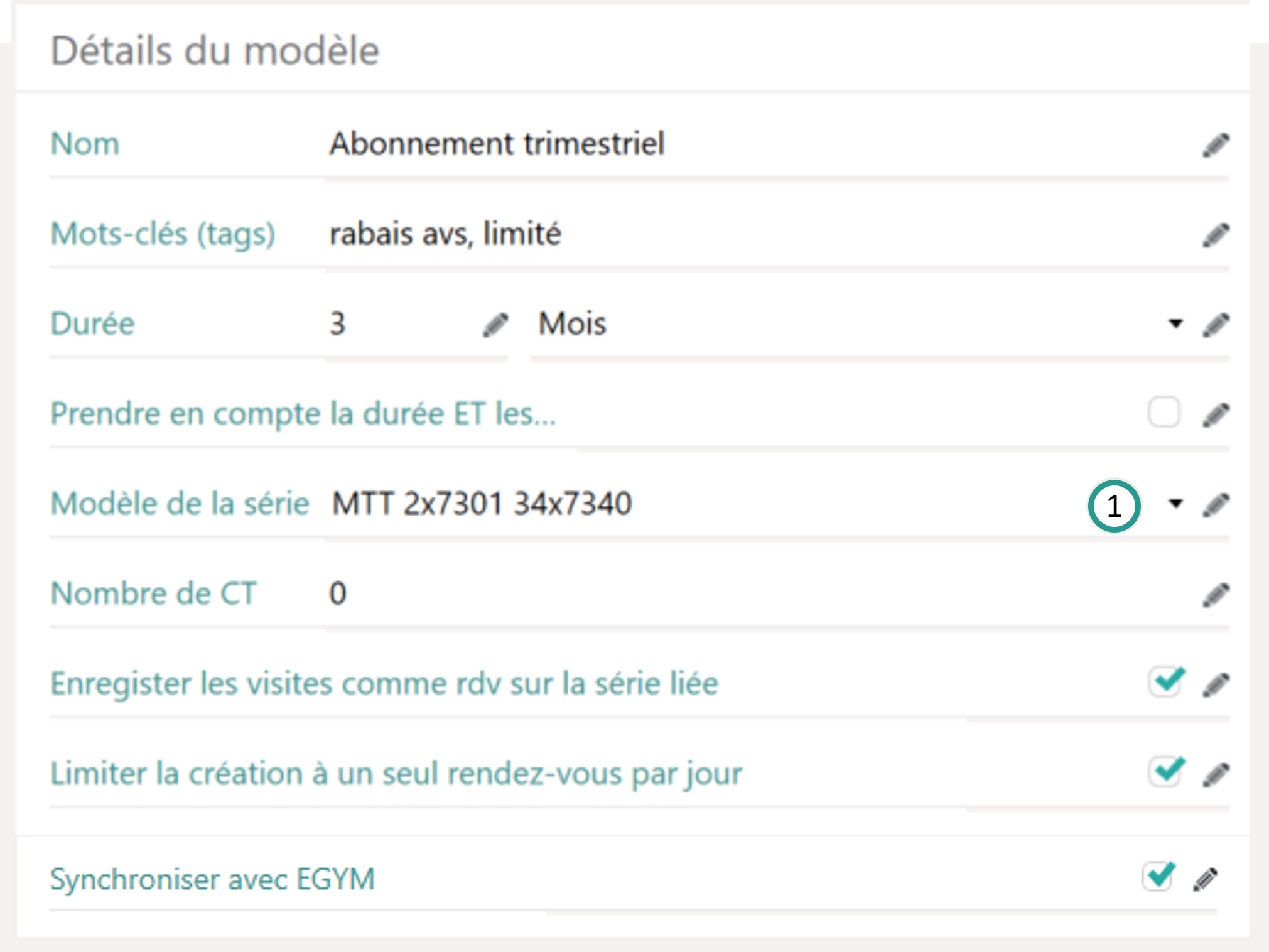Attribuer un modèle de série