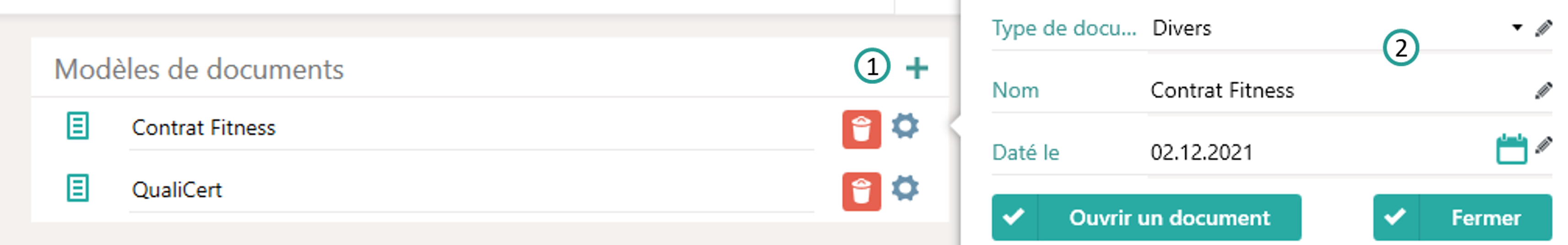Sélectionner un modèle de document