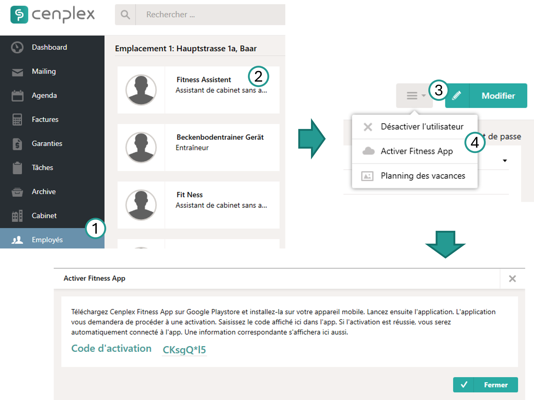 Afficher le code d'activation