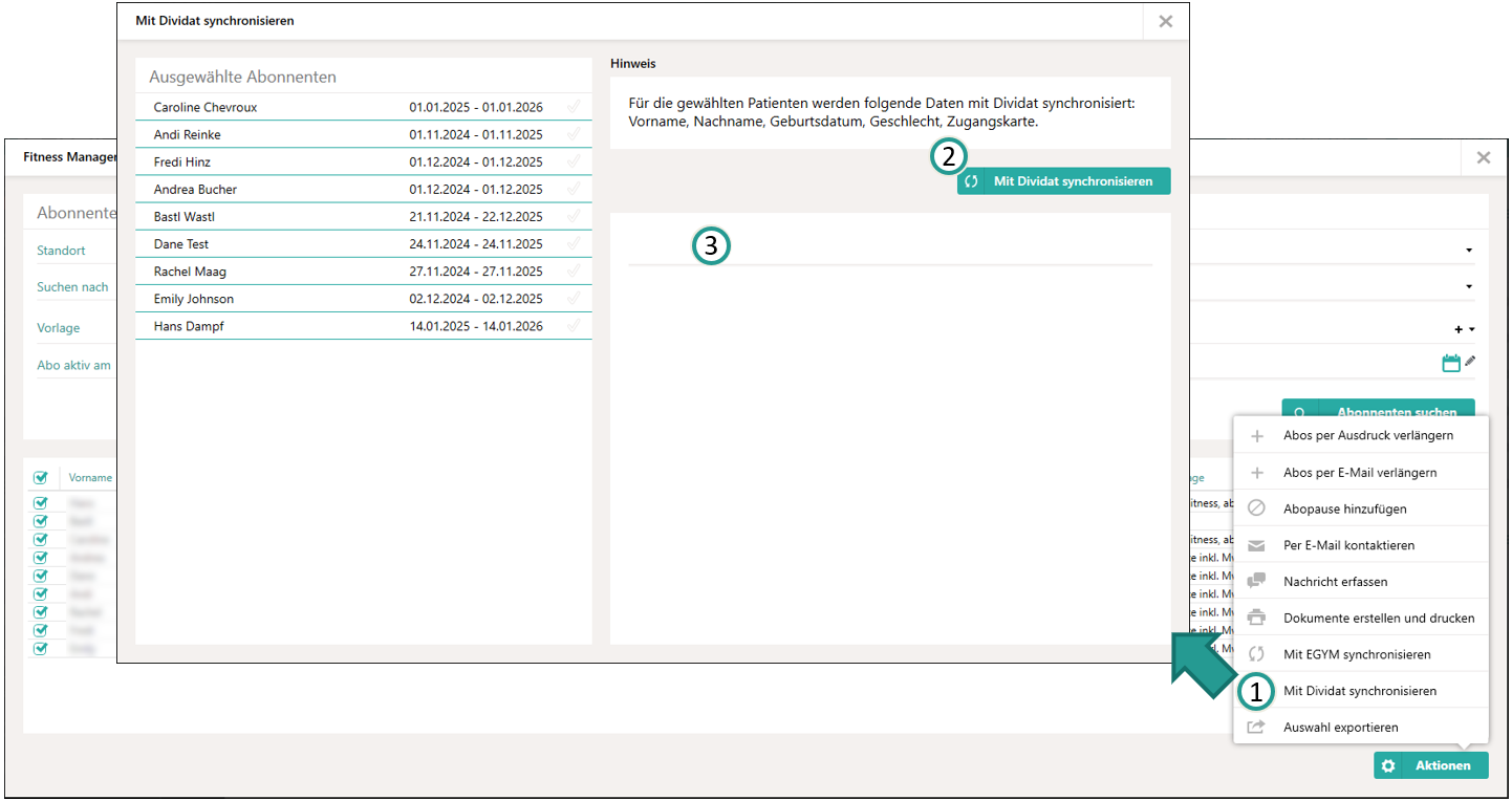 Synchronisation initiale avec Dividat