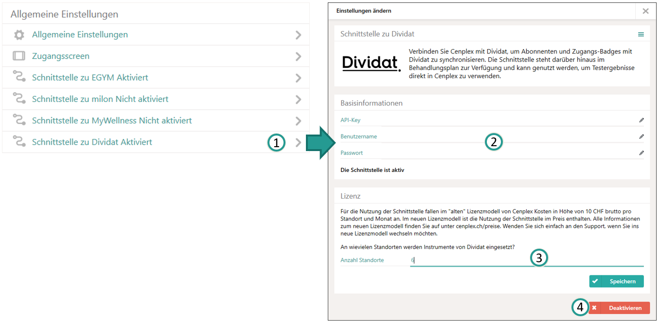 Activer l’interface Dividat