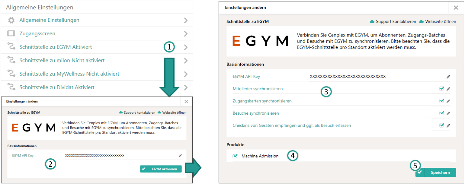 Die EGYM-Schnittstelle aktivieren