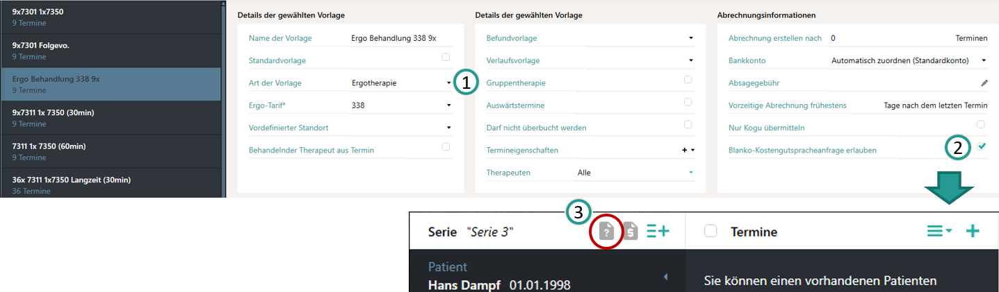 Serienvorlage bearbeiten