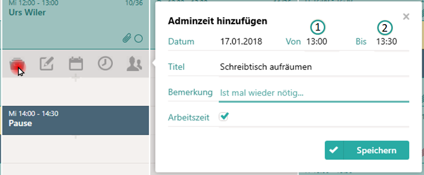 Adminzeit eintragen