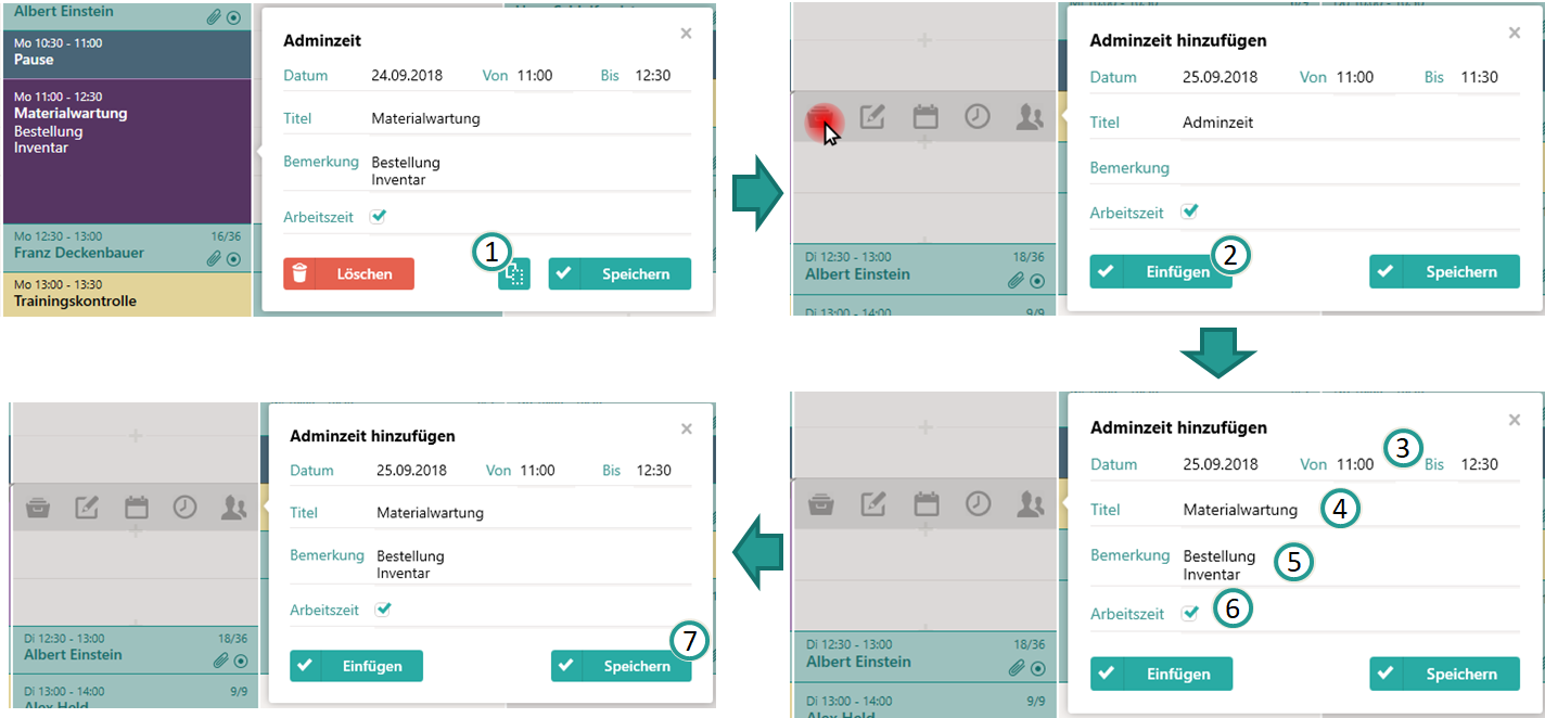 Admintermin kopieren und einf&uuml;gen