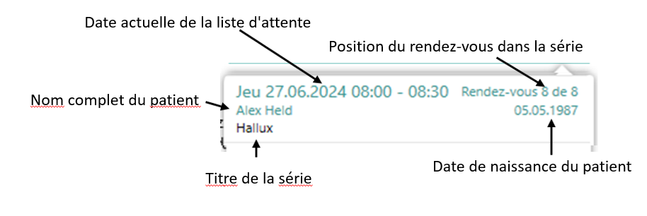 Détails de la liste des résultats