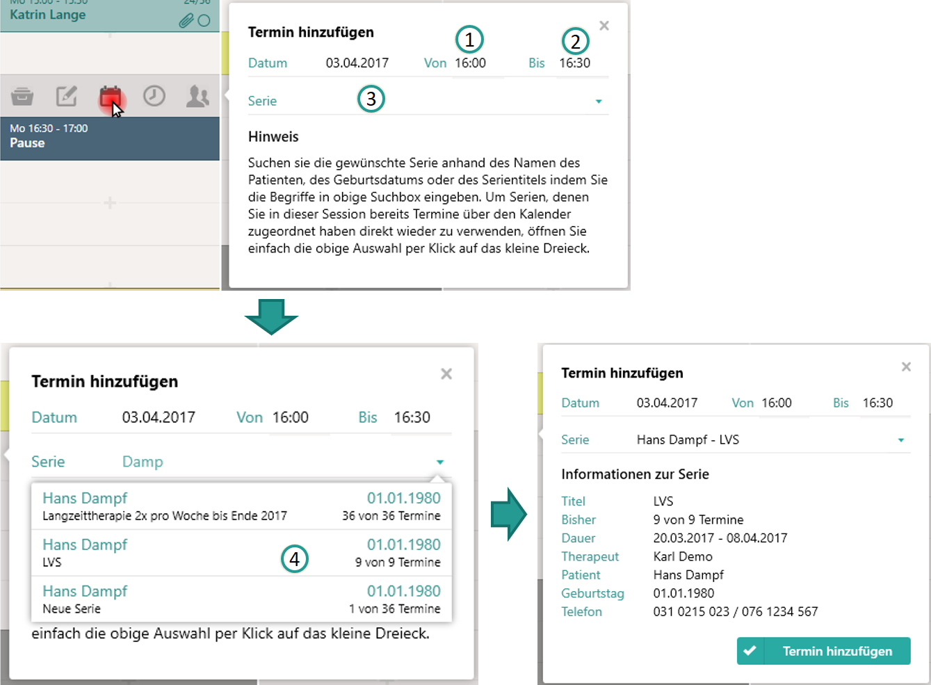 Serientermin eintragen