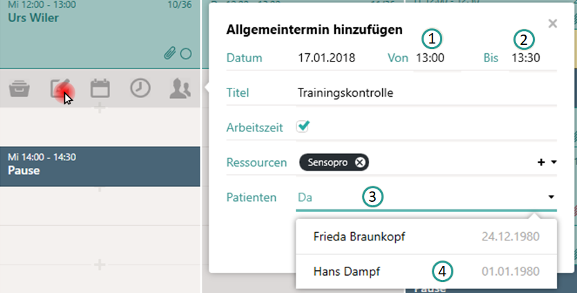 Allgemeintermin eintragen