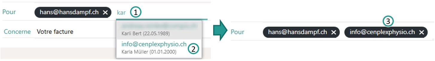 Rechercher des destinataires d'e-mails