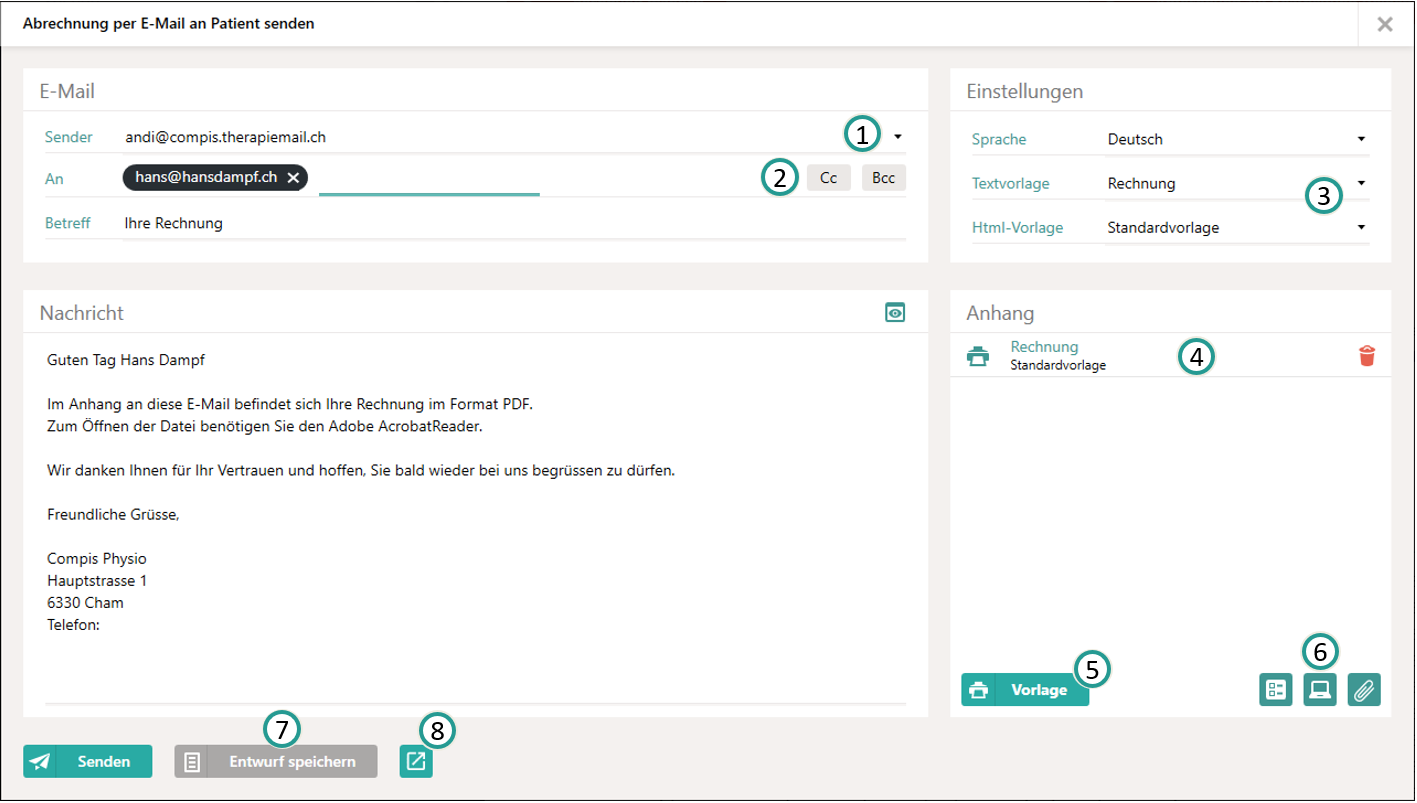E-Mail Senden Dialog
