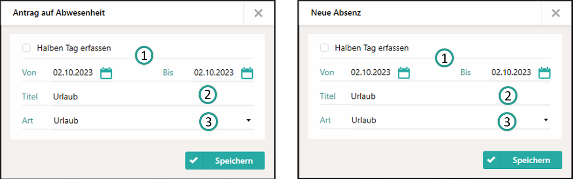 Absenzen hinzufügen