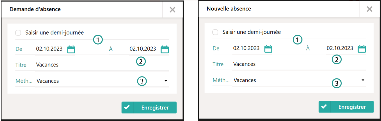 Ajouter des absences