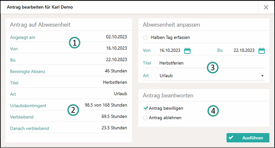 Antr&auml;ge auf Abwesenheit