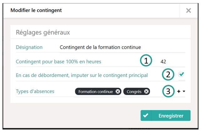 D&eacute;finir les contingents