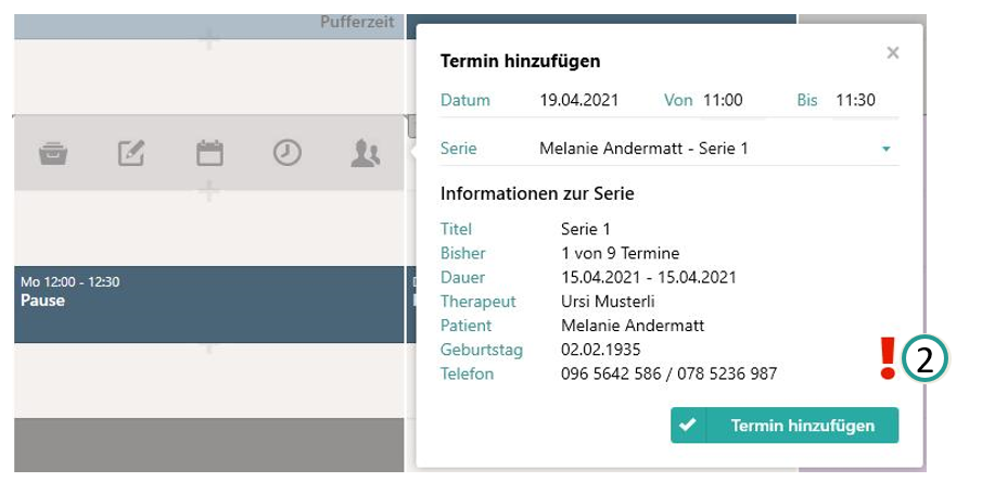 Avertissement dans l'agenda