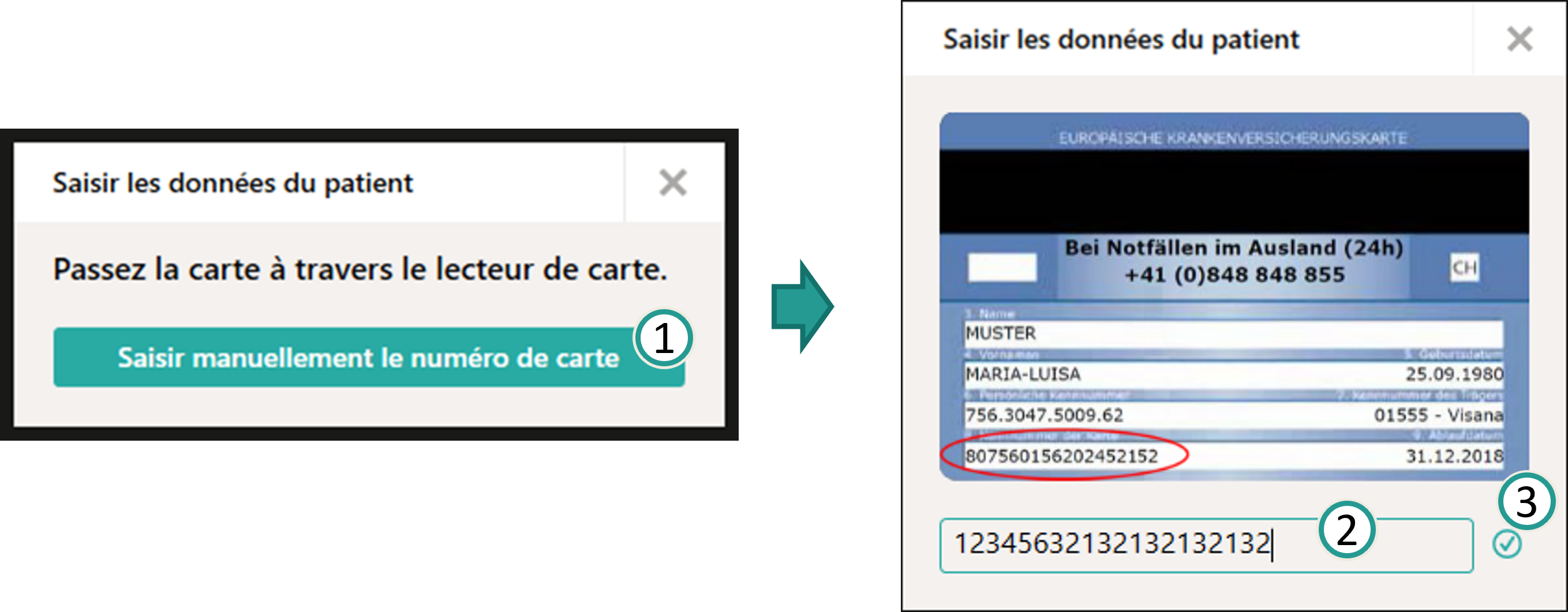 Saisie manuelle du num&eacute;ro de carte