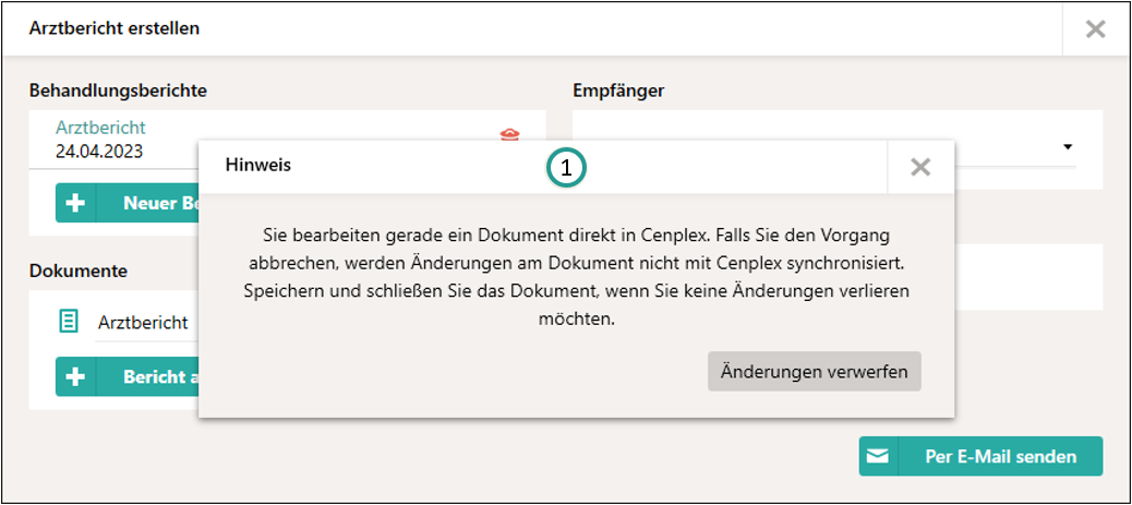 Dokument bearbeiten Dialog