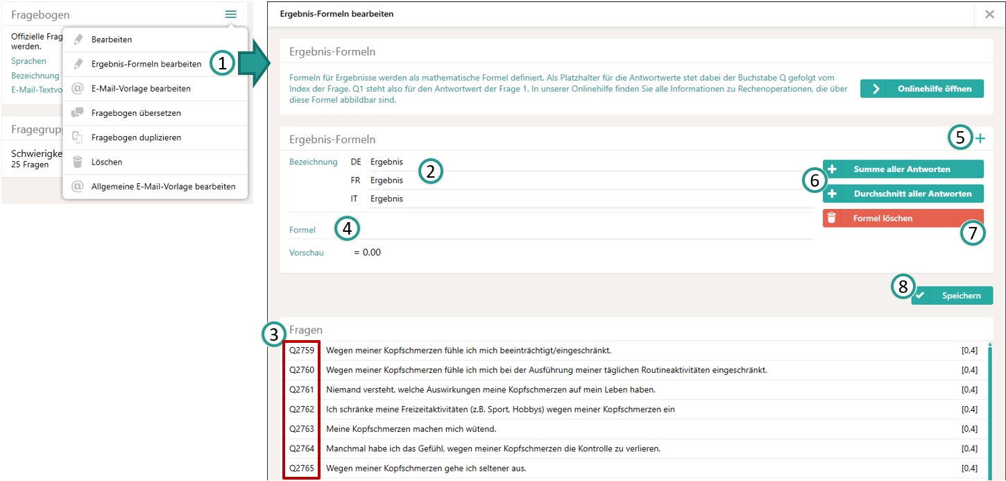 Formeln bearbeiten