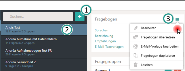Fragebogen bearbeiten