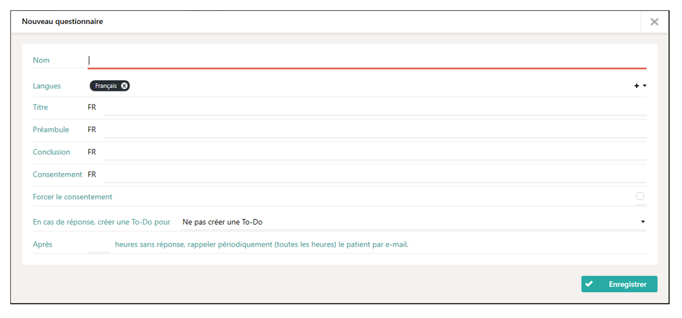 Donn&eacute;es de base du questionnaire
