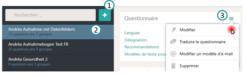Modifier le questionnaire