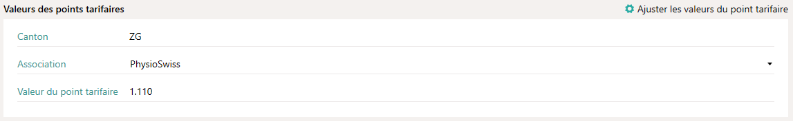 Valeur point tarifaire