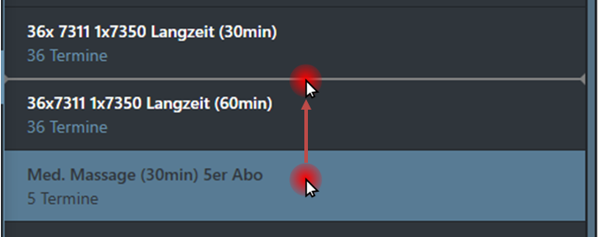 Reihenfolge Serienvorlage