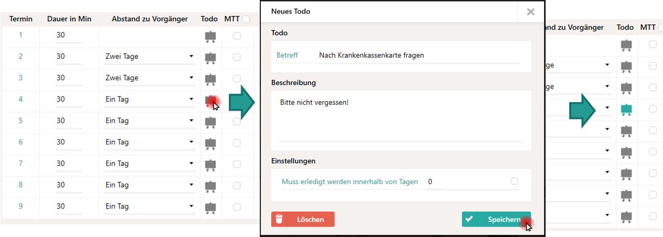 Anzeige für hinterlegtes To-Do