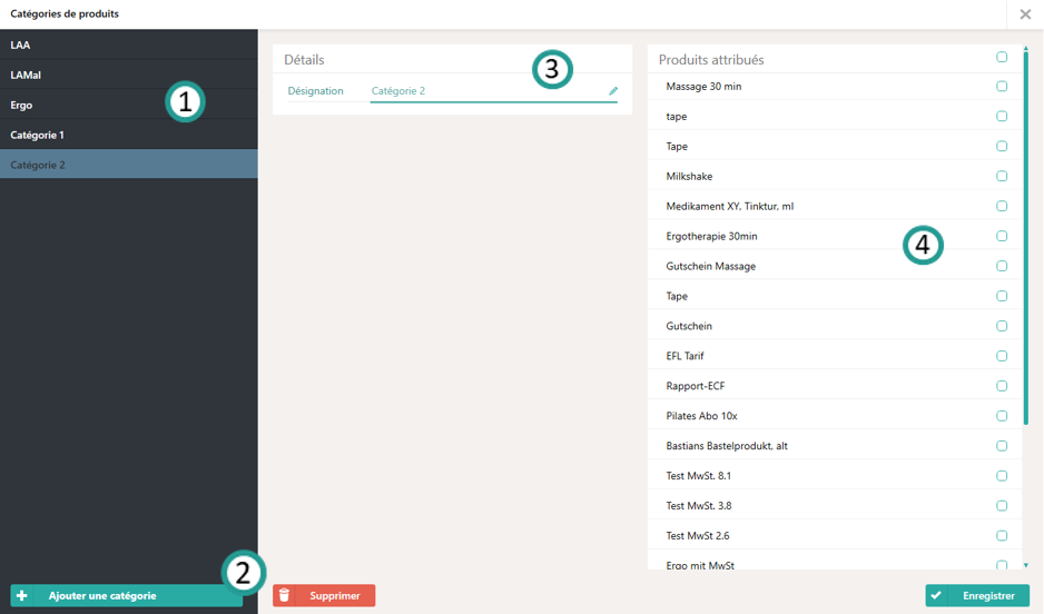 Gestion des cat&eacute;gories de produits