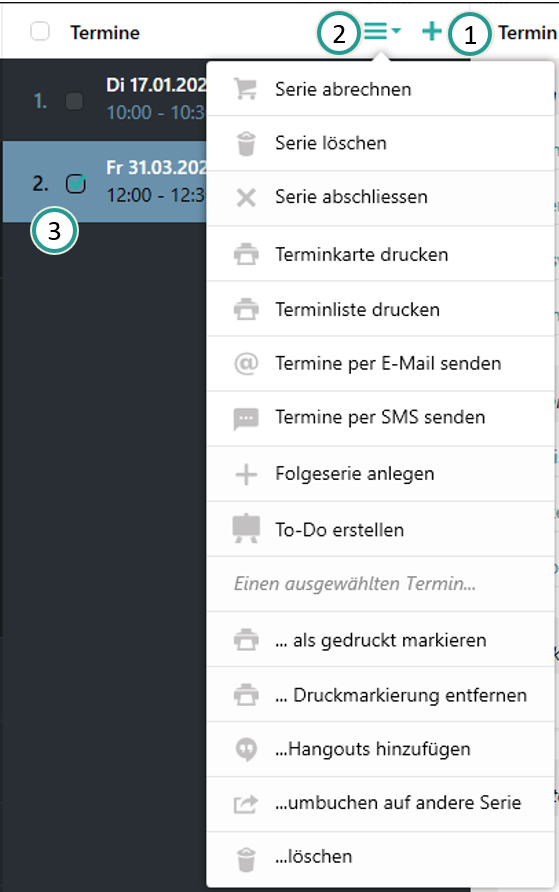 Kopfzeile für Termine
