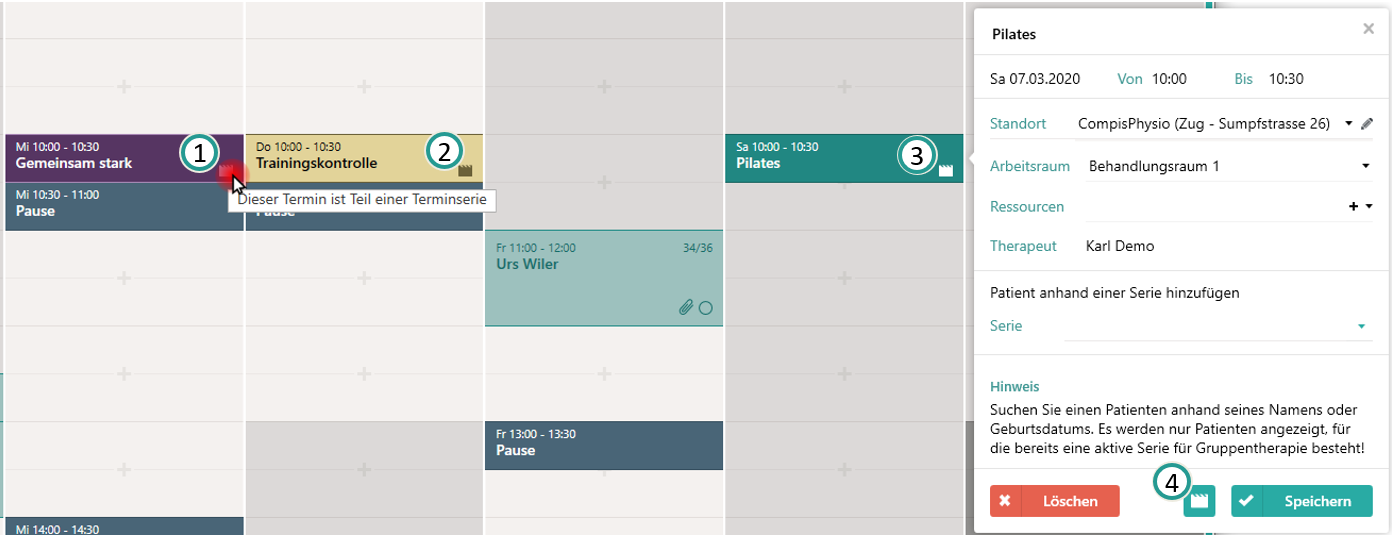 Darstellung im Kalender