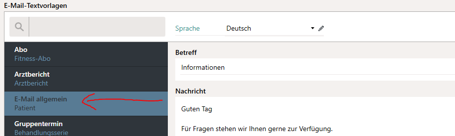 Allgemeine Textvorlage