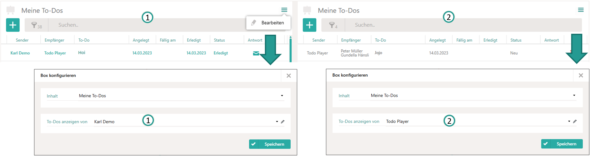 Mehrere To-Do-Boxen anzeigen