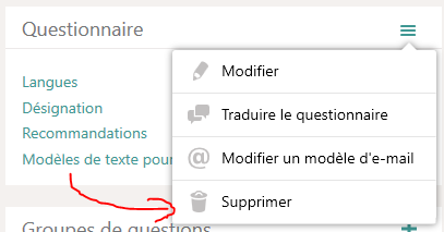 Supprimer le modèle de questionnaire