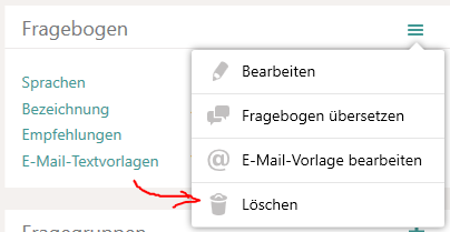 Fragebogen-Vorlage löschen