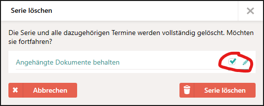 Serie löschen und Dokumente behalten