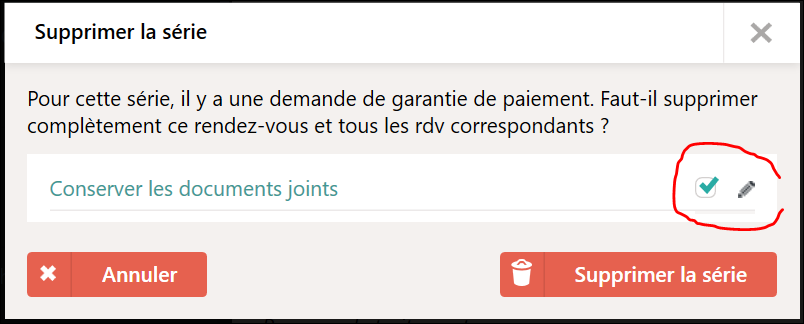 Supprimer la série et conserver les documents