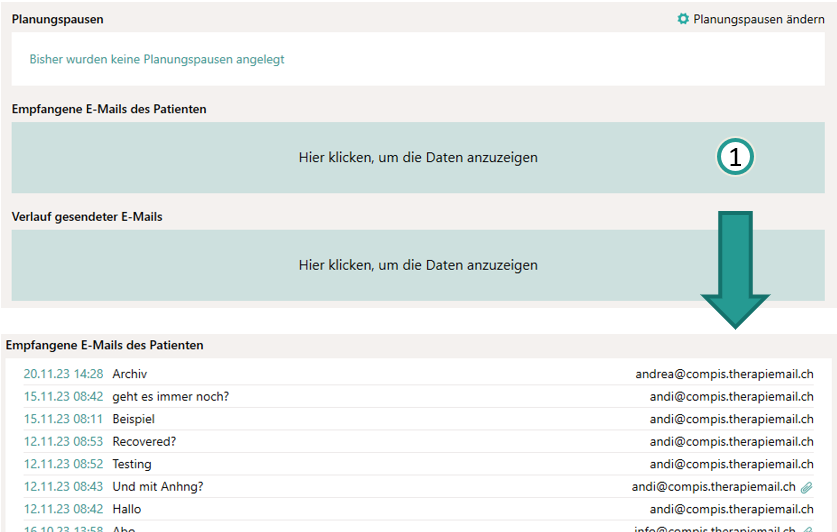 Box für empfangene E-Mails