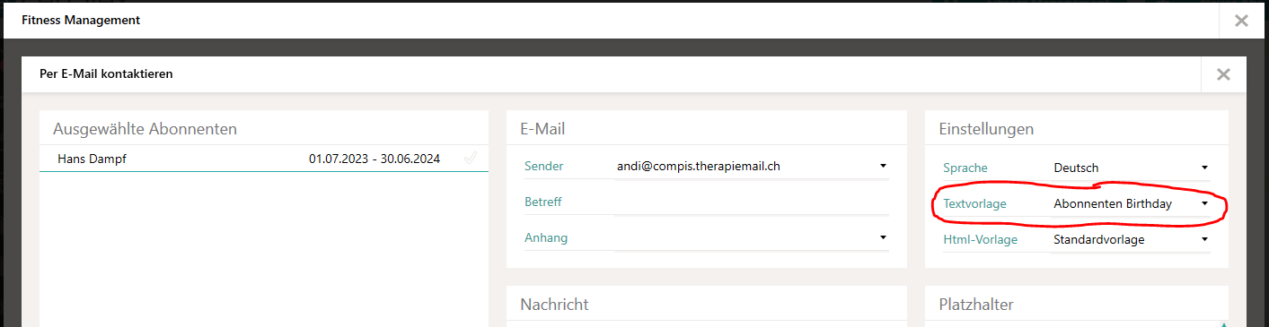 Mod&egrave;le d'e-mail