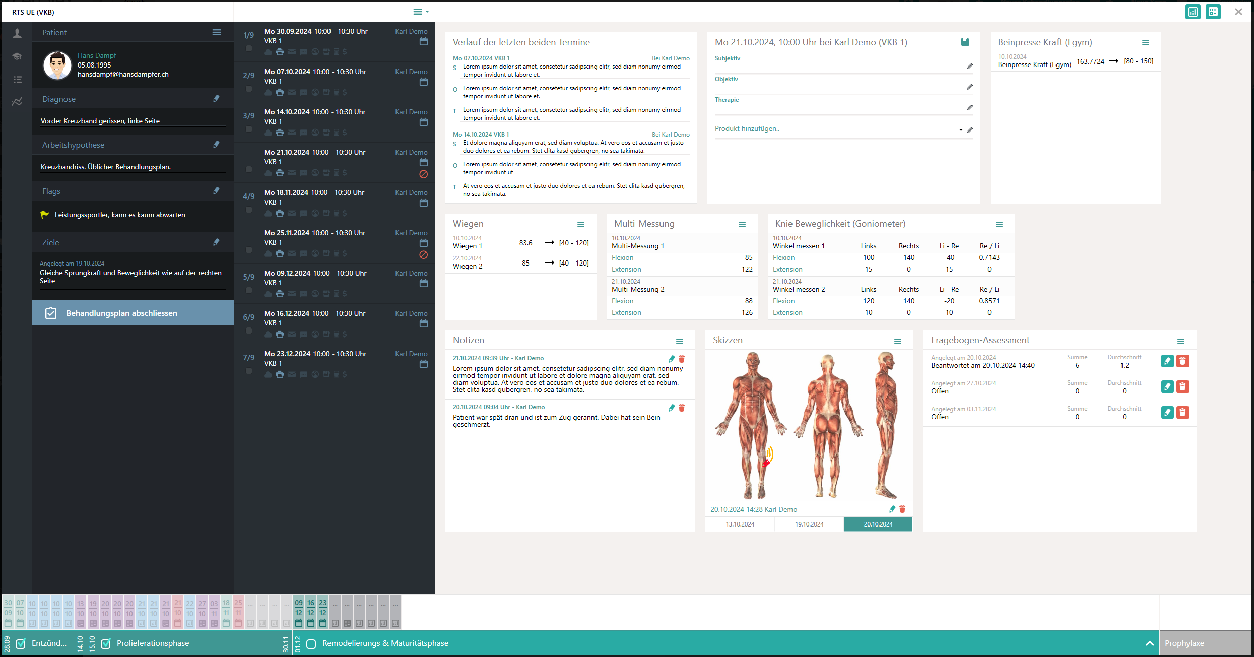 Der Behandlungsplan-Dialog