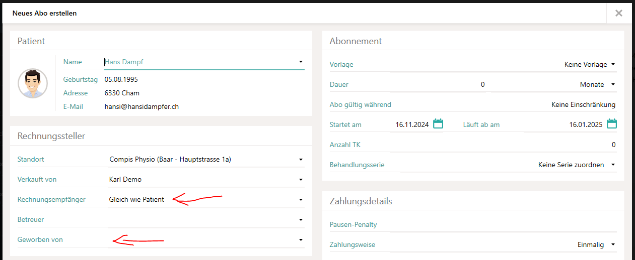 Neue Optionen