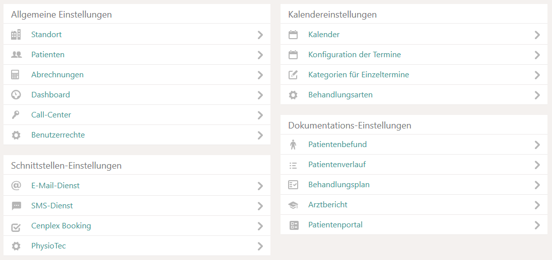 Neue Einstellungsansicht