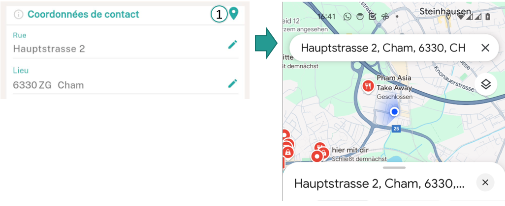 Ouvrir l'adresse dans l'app Maps