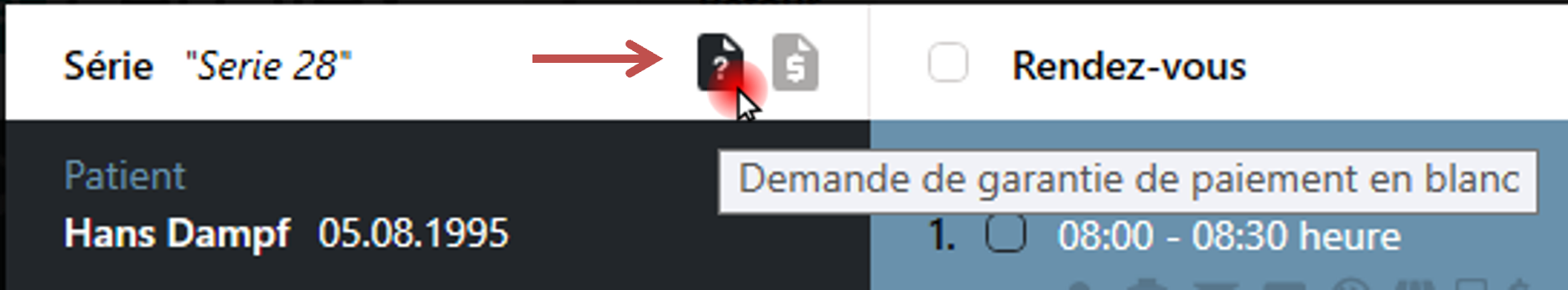 Demande de garantie de paiement en blanc