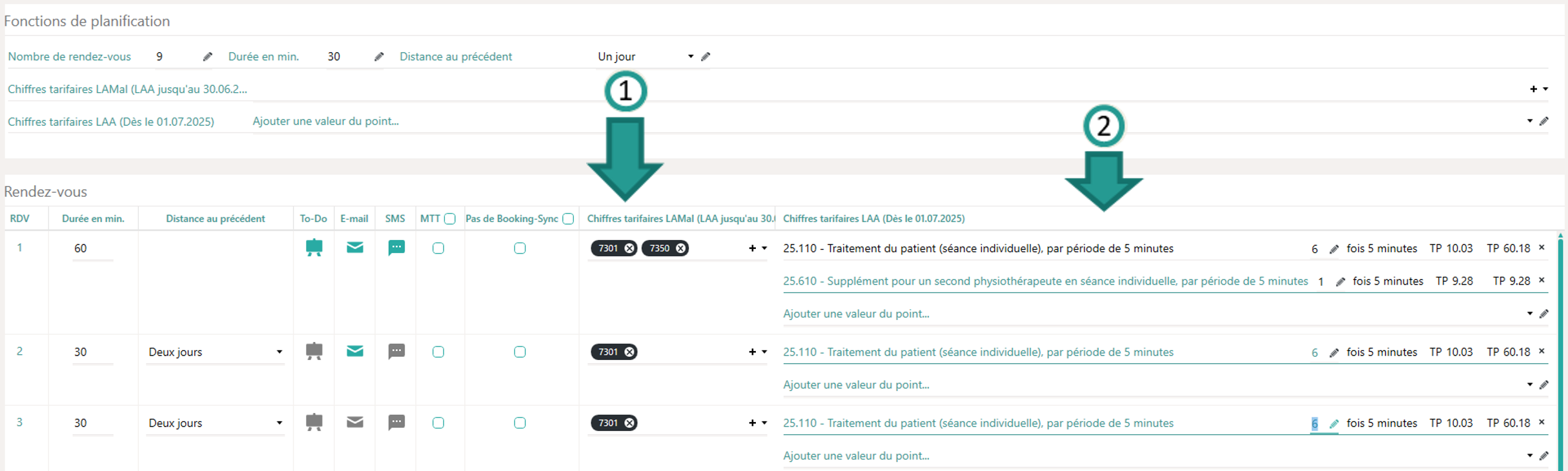 Tarifs physioth&eacute;rapie