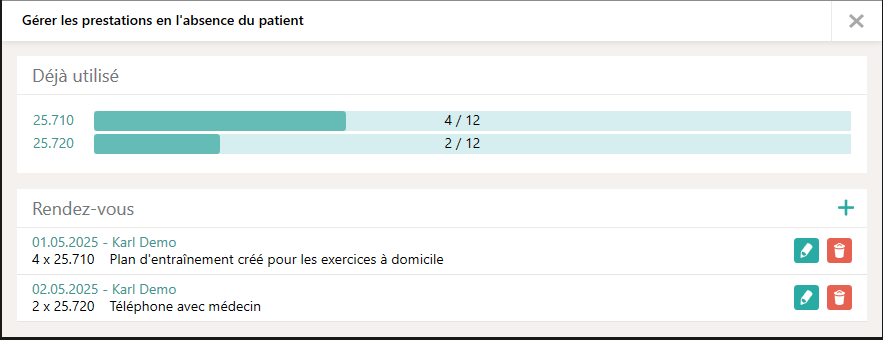 G&eacute;rer les prestations en l'absence du patient