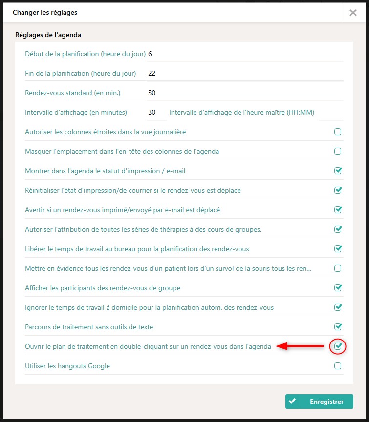 Nouveau r&eacute;glage