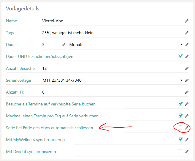Neue Option in der Vorlage