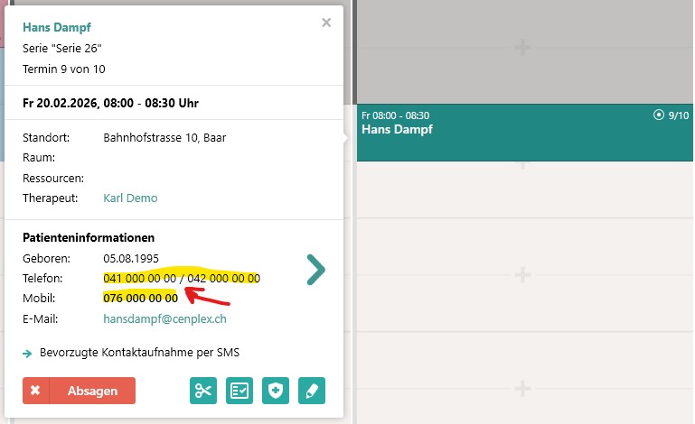 Telefon-App aus Kalender